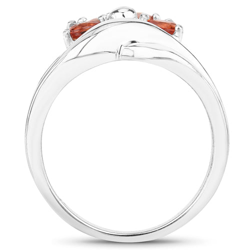 1.68 Carat Genuine Orange Sapphire .925 Sterling Silver Ring on sale at MyriadMart