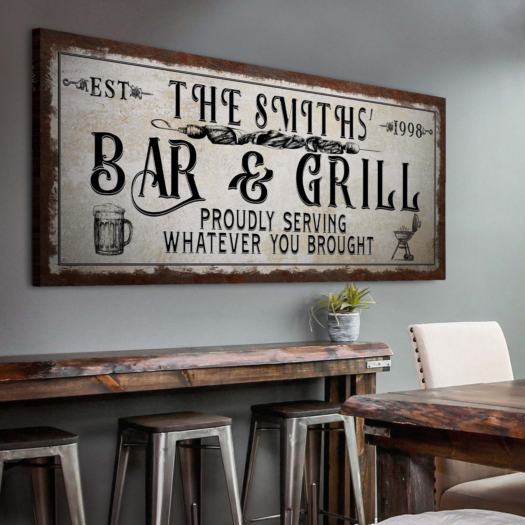 Personalized Bar and Grill Sign on sale at MyriadMart