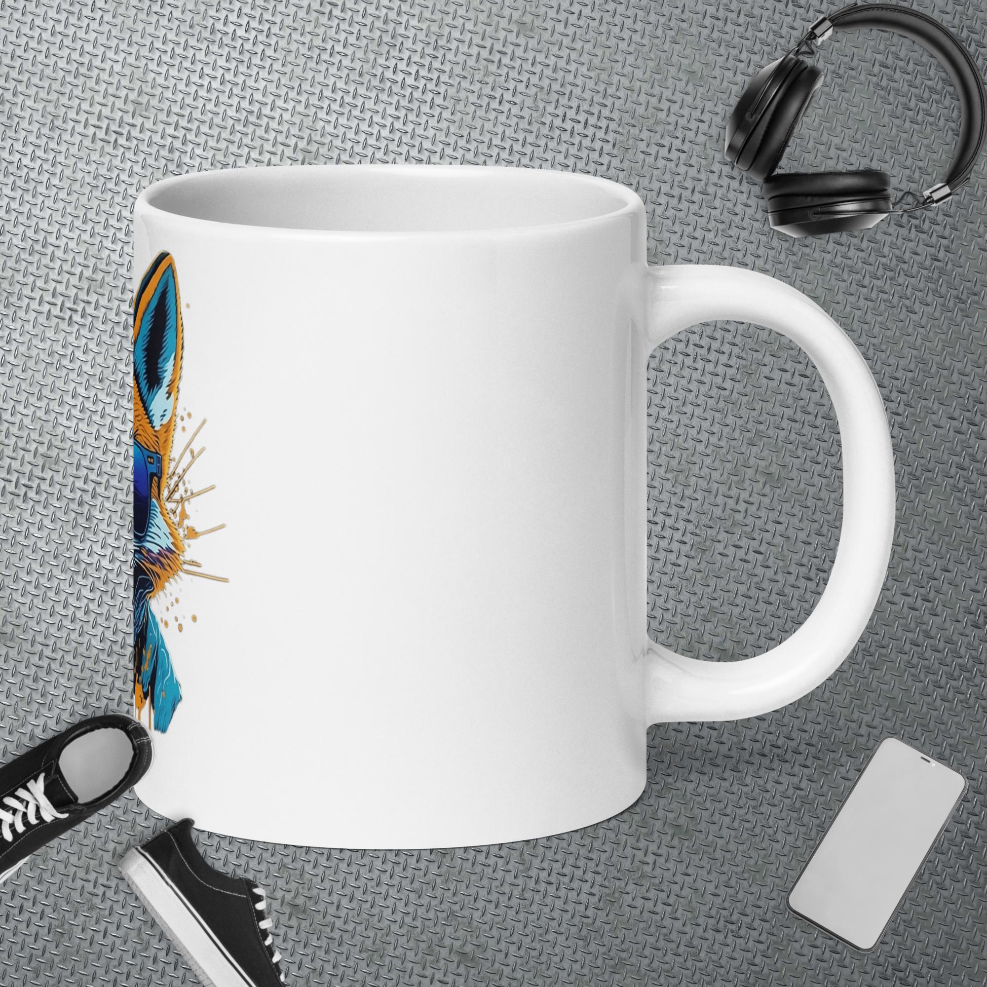 Cool Fox on White glossy mug, MyriadMart