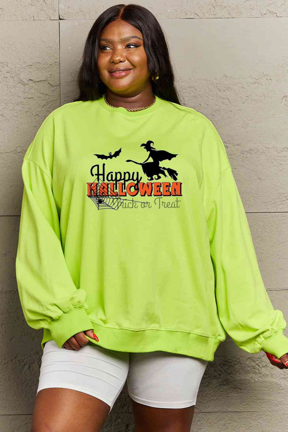 Simply Love Full Size HAPPY HALLOWEEN TRICK OR TREAT Graphic Sweatshirt, MyriadMart