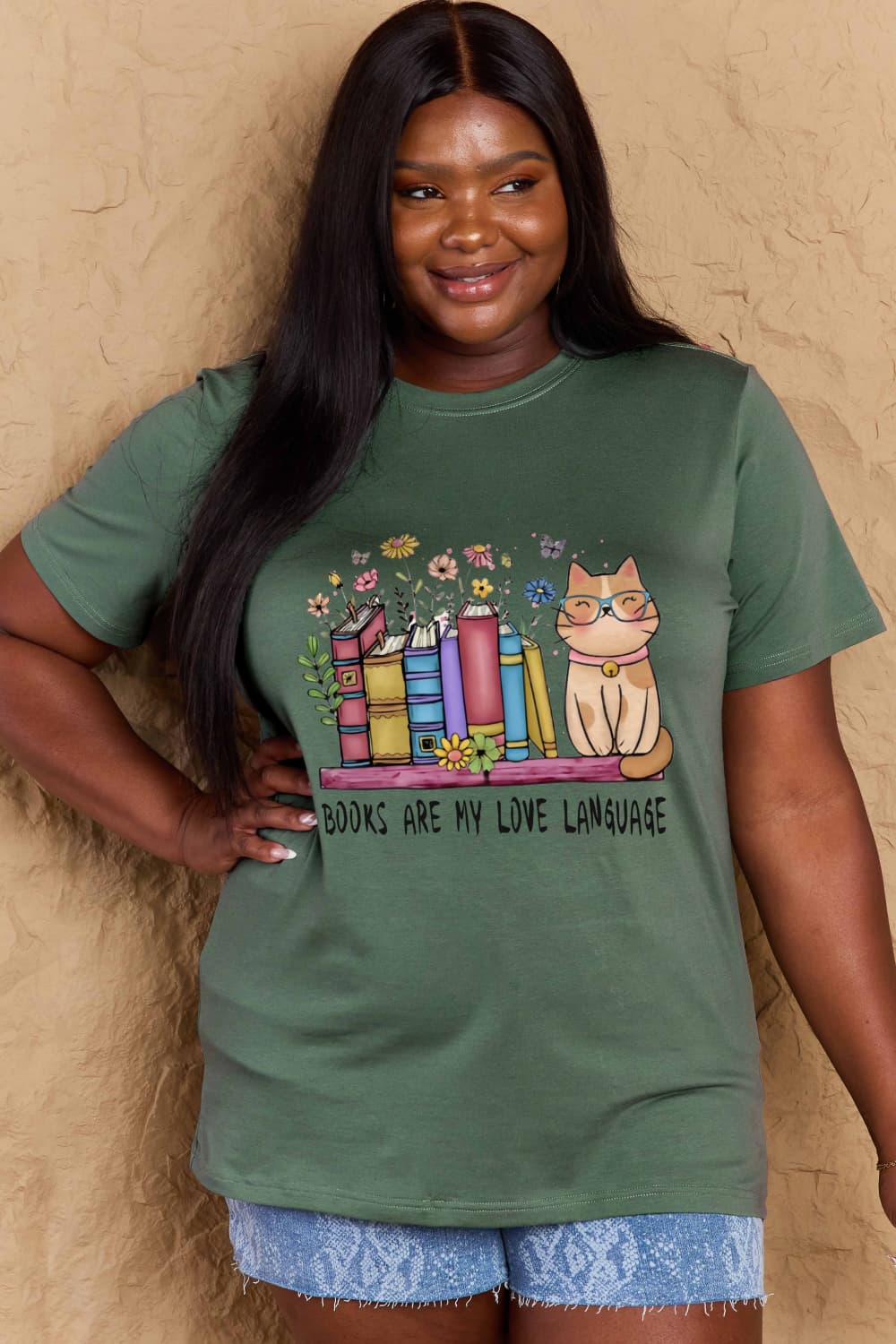 Simply Love Full Size BOOKS ARE MY LOVE LANGUAGE Graphic Cotton Tee