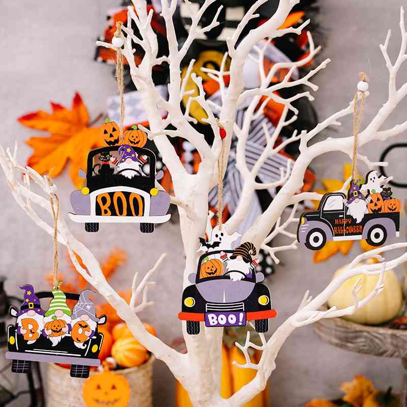 4-Piece Halloween Element Car-Shape Hanging Widgets, MyriadMart