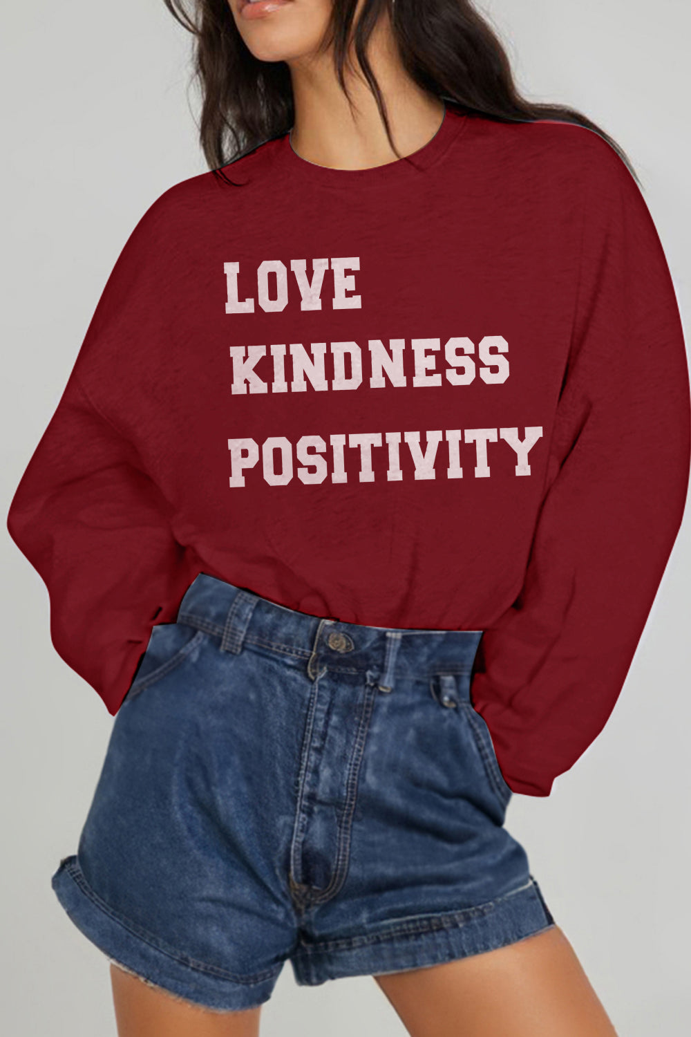 Simply Love Full Size LOVE KINDNESS POSITIVITY Graphic Sweatshirt