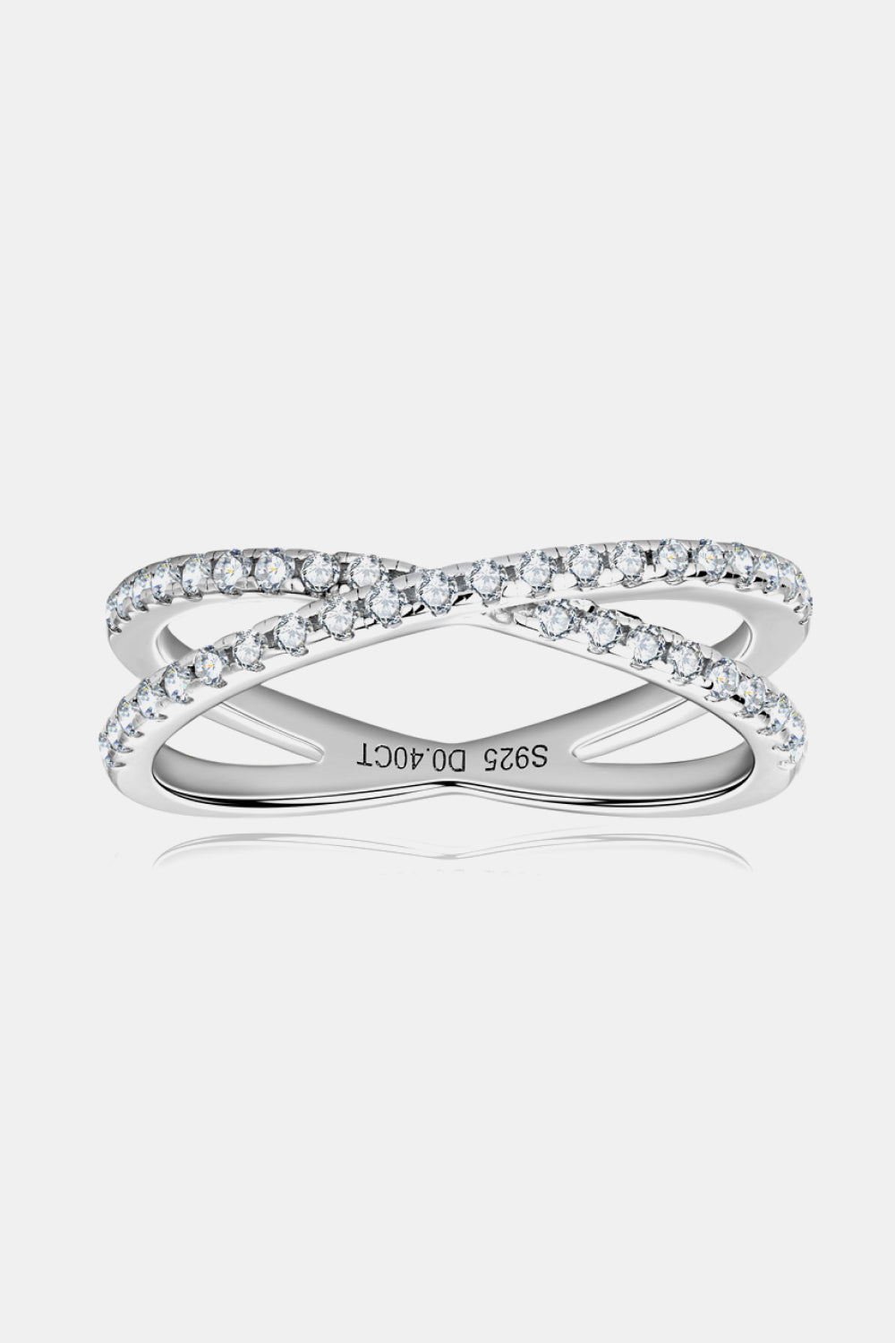 Moissanite 925 Sterling Silver Crisscross Ring