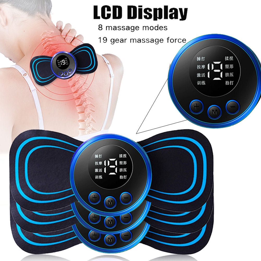 LCD Display EMS Neck Stretcher Electric Massager 8 Mode Cervical Massage Stimulator