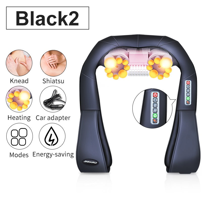 U Shape Electrical Shiatsu Back Neck Shoulder Body Massager Infrared Heated Kneading Massager