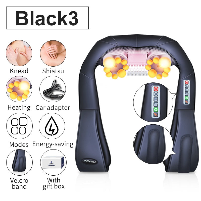 U Shape Electrical Shiatsu Back Neck Shoulder Body Massager Infrared Heated Kneading Massager
