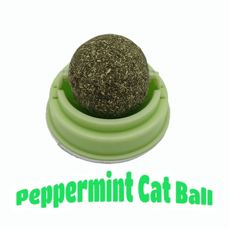 Natural Cat Wall Stick-on Ball Toy Treats Healthy Natural Removes Hair Balls to Promote Digestion