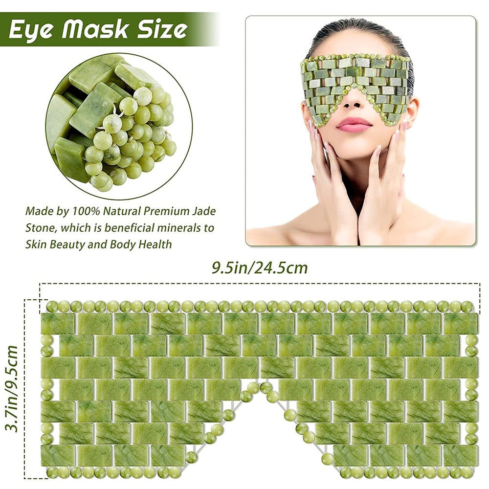 Natural Jade Eye Mask Cooling Sleep Eye Mask Cold Therapy Facial SPA Anti Aging Puffiness Massager