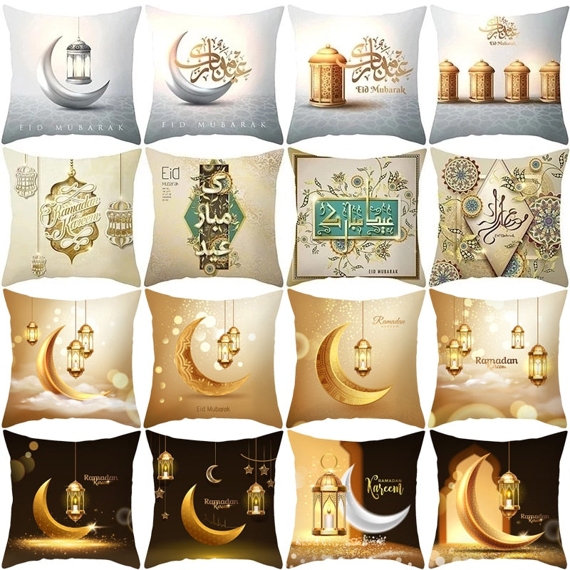 2023 Eid Mubarak Pillowcase Decor for Home Sofa Cushion Cover Islamic Ramadan Kareem Decoration Mosque Muslim Pillow Cover Gifts