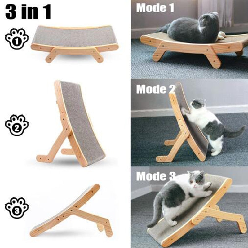 Wood Anti Cat Scratcher Board Bed 3 In 1 Pad Vertical Pet Cat Toys Grinding Nail Scraper Mat
