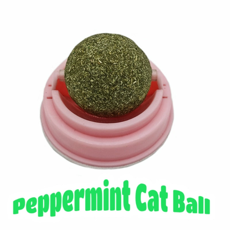 Natural Cat Wall Stick-on Ball Toy Treats Healthy Natural Removes Hair Balls to Promote Digestion