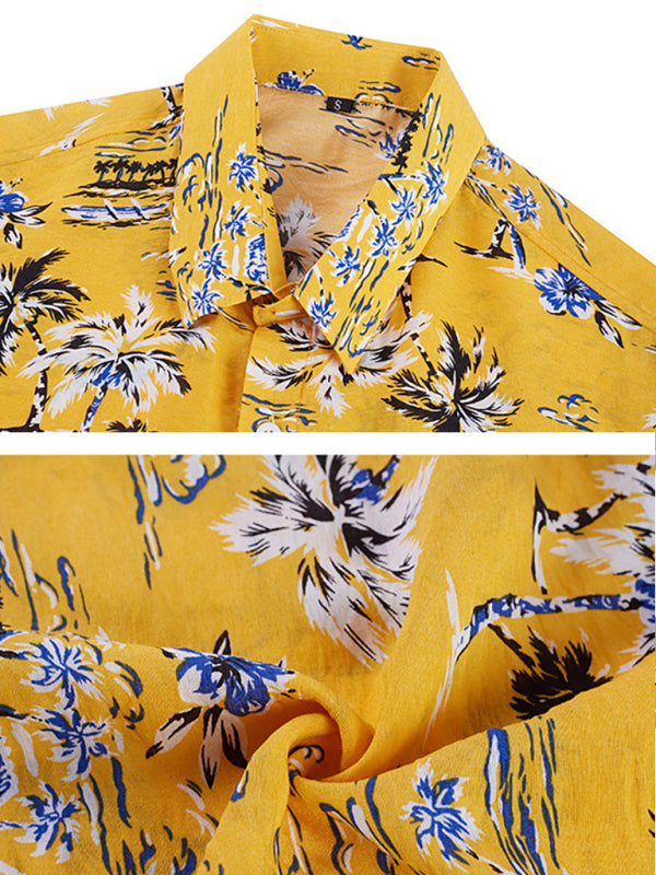 Men's Hawaiian Shirt Short Sleeves Printed Button Down Summer Beach Dress Shirts