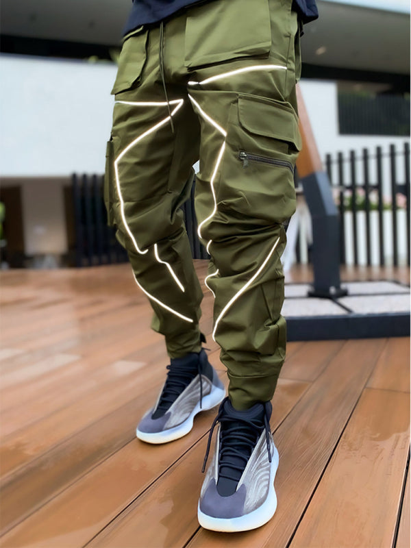 Men's trendy loose straight multi-pocket cargo pants
