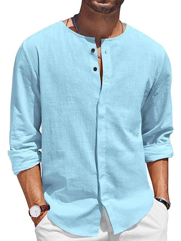 New Men's Long Sleeve Button Collar Casual Shirts, MyriadMart