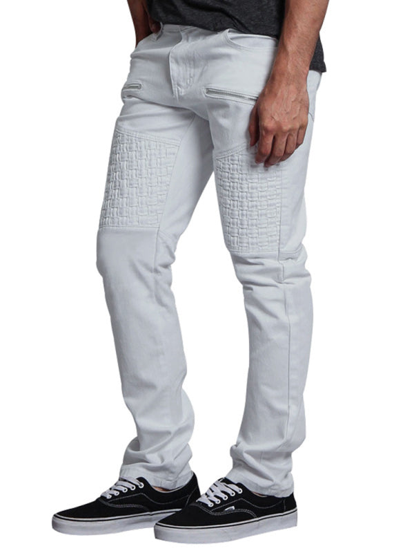 New workwear leather stitching thin men's straight-leg pants, MyriadMart