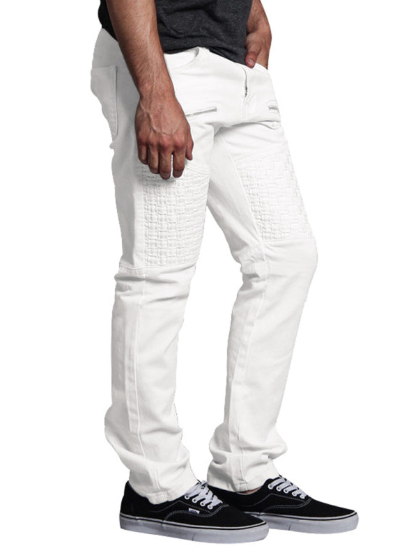 New workwear leather stitching thin men's straight-leg pants, MyriadMart