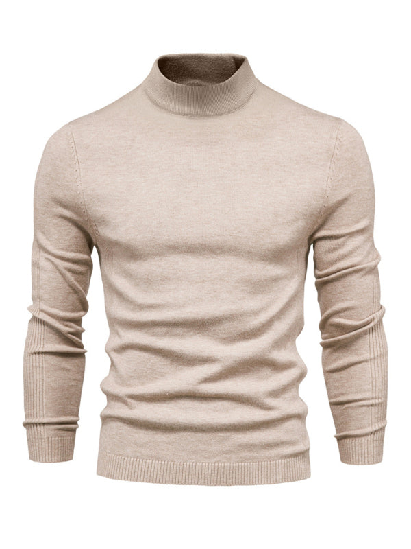 Men's Warm Slim Mid-Neck Sweater Multicolor Knitwear, MyriadMart