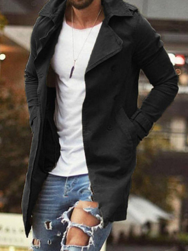 Men's coat mid-length slim fit large size windbreaker casual jacket, MyriadMart