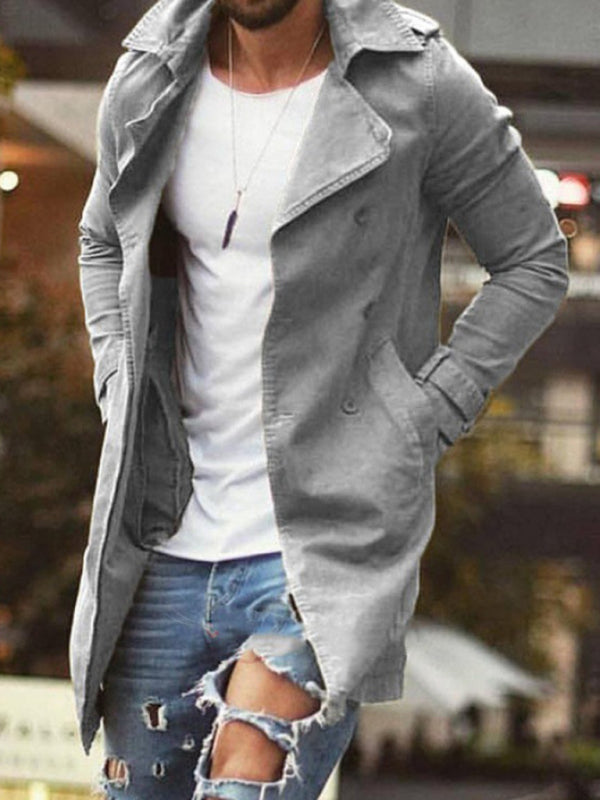 Men's coat mid-length slim fit large size windbreaker casual jacket, MyriadMart