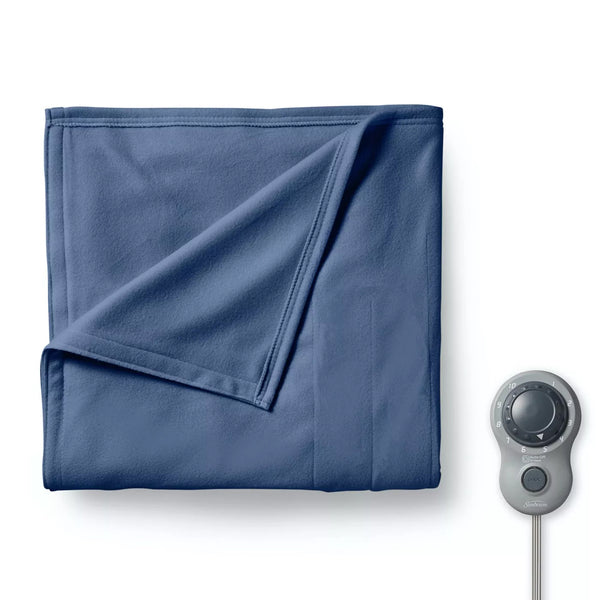 Sunbeam Full Size Electric Fleece Heated Blanket in Blue - MyriadMart