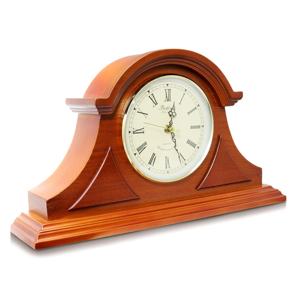 Bedford Clock Collection Mahogany Cherry Mantel Clock with Chimes - MyriadMart