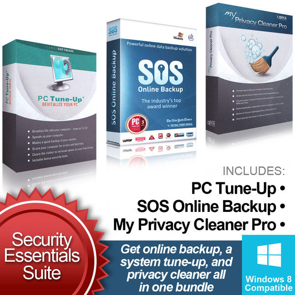 PC Tune-Up, Privacy Cleaner with SOS Backup - Security Essentials Suite - MyriadMart