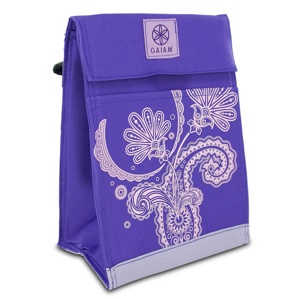 Gaiam Insulated Food Travel Lunch Bag Tote Leak-Resistant Purple Paisley