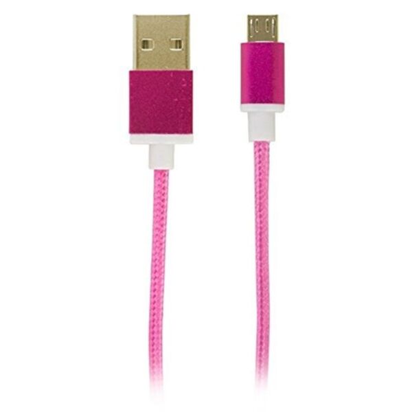 Reviver Mobile 3' USB to MicroUSB Fabric Charge and Sync Braided Cable, Pink