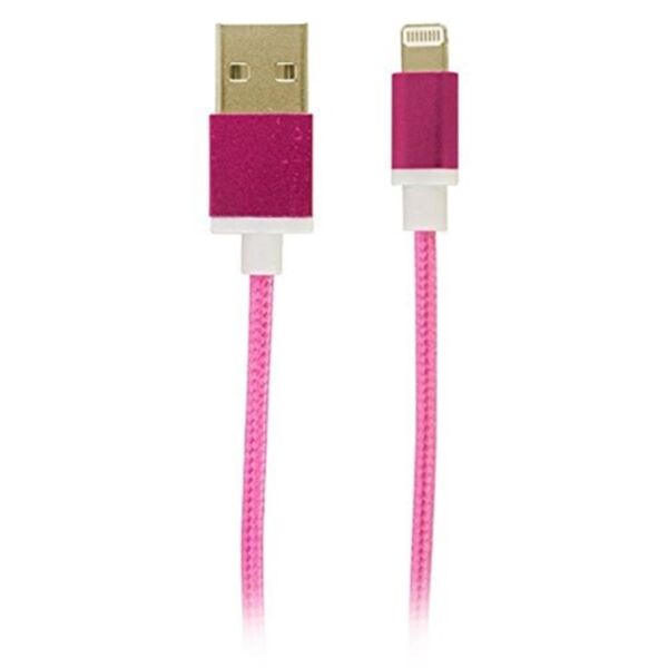 Reviver Mobile 3' USB to Lightning Fabric Charge and Sync Braided Cable, Pink