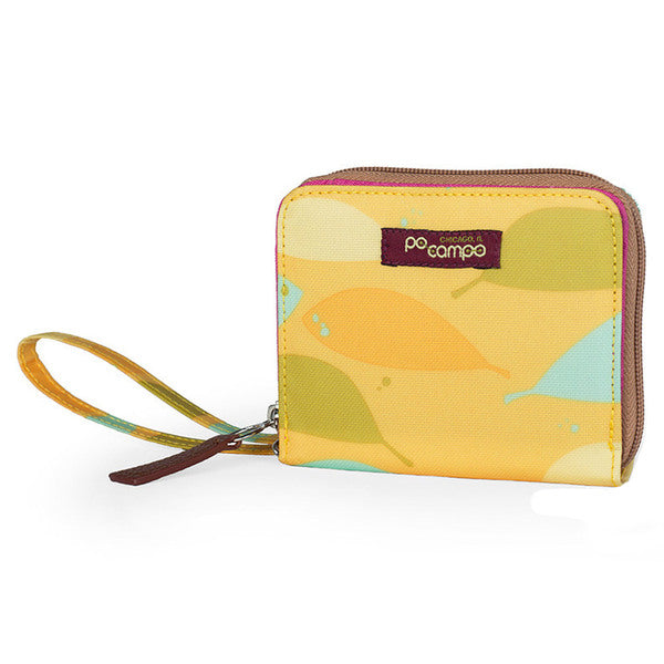 Po Campo Bill Fold Wallet, Yellow Feathers