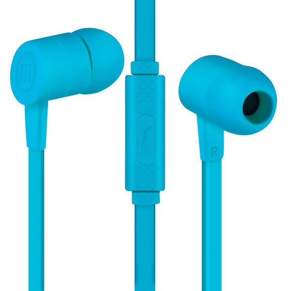 Maxell Solid 2 Earphones with Built-in Microphone, Azure Blue