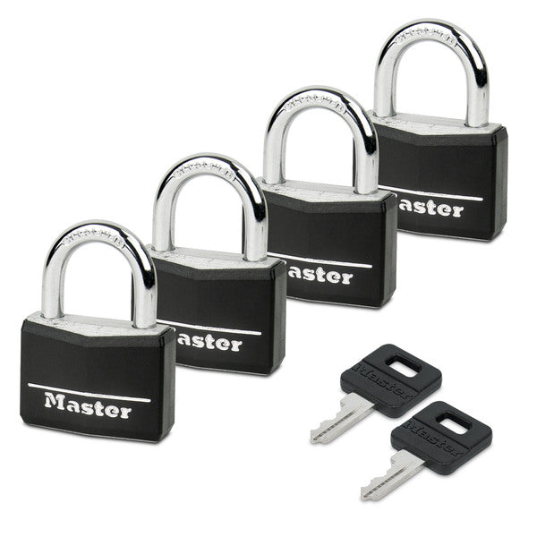 Master Lock 141Q Scratch Resistant Cover 4 Pack Locks (Black)