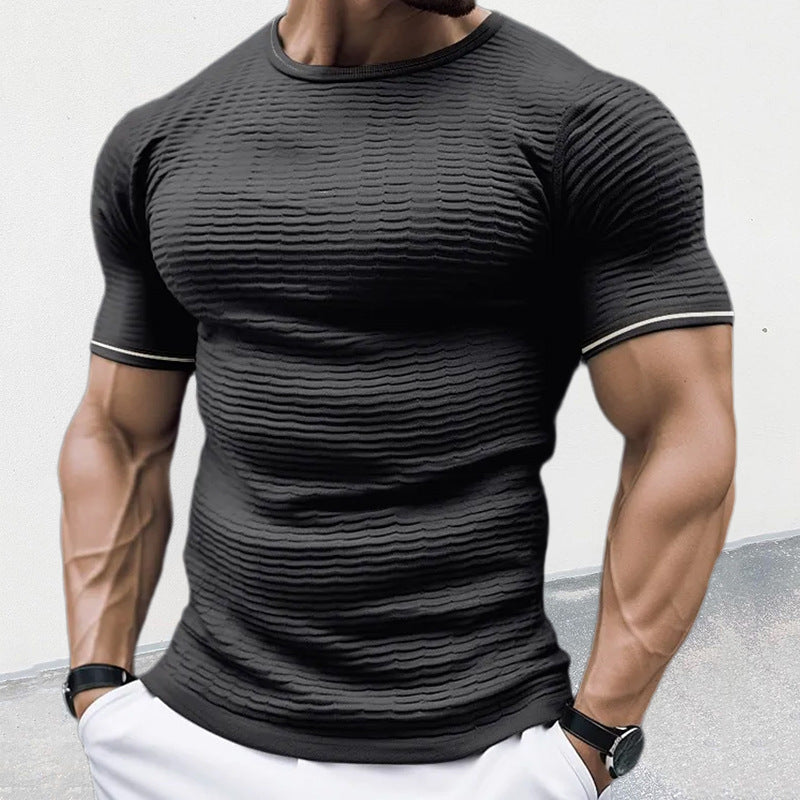 Men's round neck short sleeve slim fit knitted T-shirt